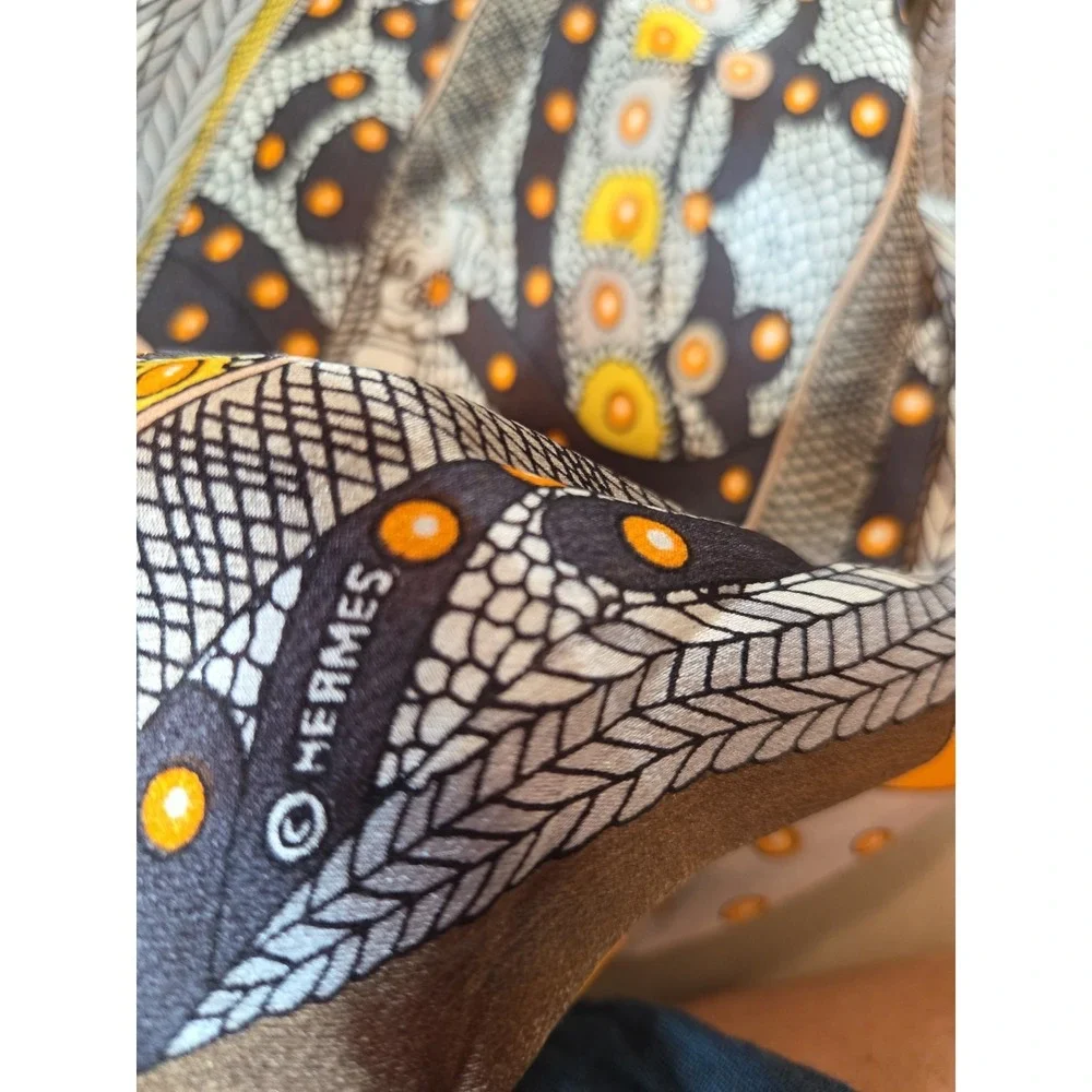 Hermès Selle de Dignitaire Silk Scarf Shawl Wlodek Kaminski Orange Made France